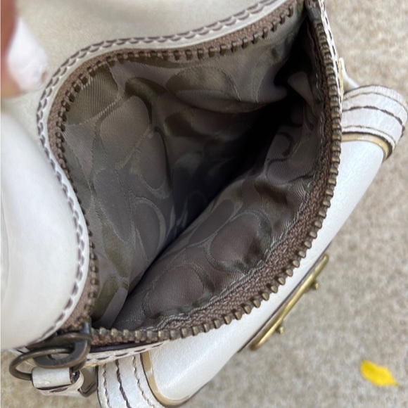 Coach Large Legacy Tote in White Leather & Natural Straw - Picture 10 of 10